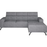 ECKSOFA Grau Chenille  - Schwarz/Grau, KONVENTIONELL, Textil/Metall (264/178cm) - Hom`in