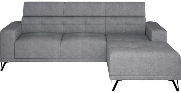 ECKSOFA Grau Chenille - Schwarz/Grau, KONVENTIONELL, Textil/Metall (264/178cm) - Hom`in