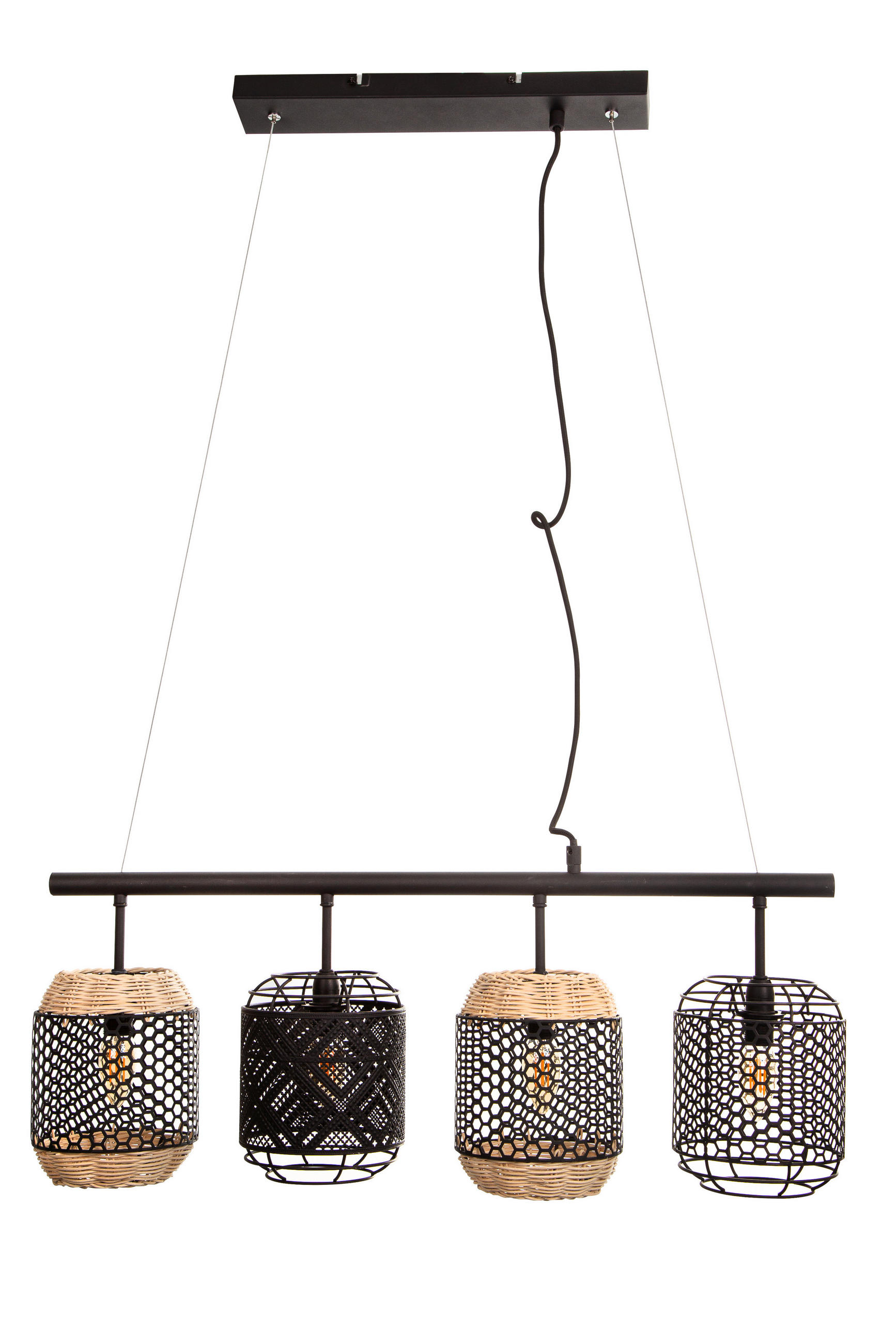 HÄNGELEUCHTE 74/15/150 cm  - Schwarz, Design, Metall (74/15/150cm) - Globo