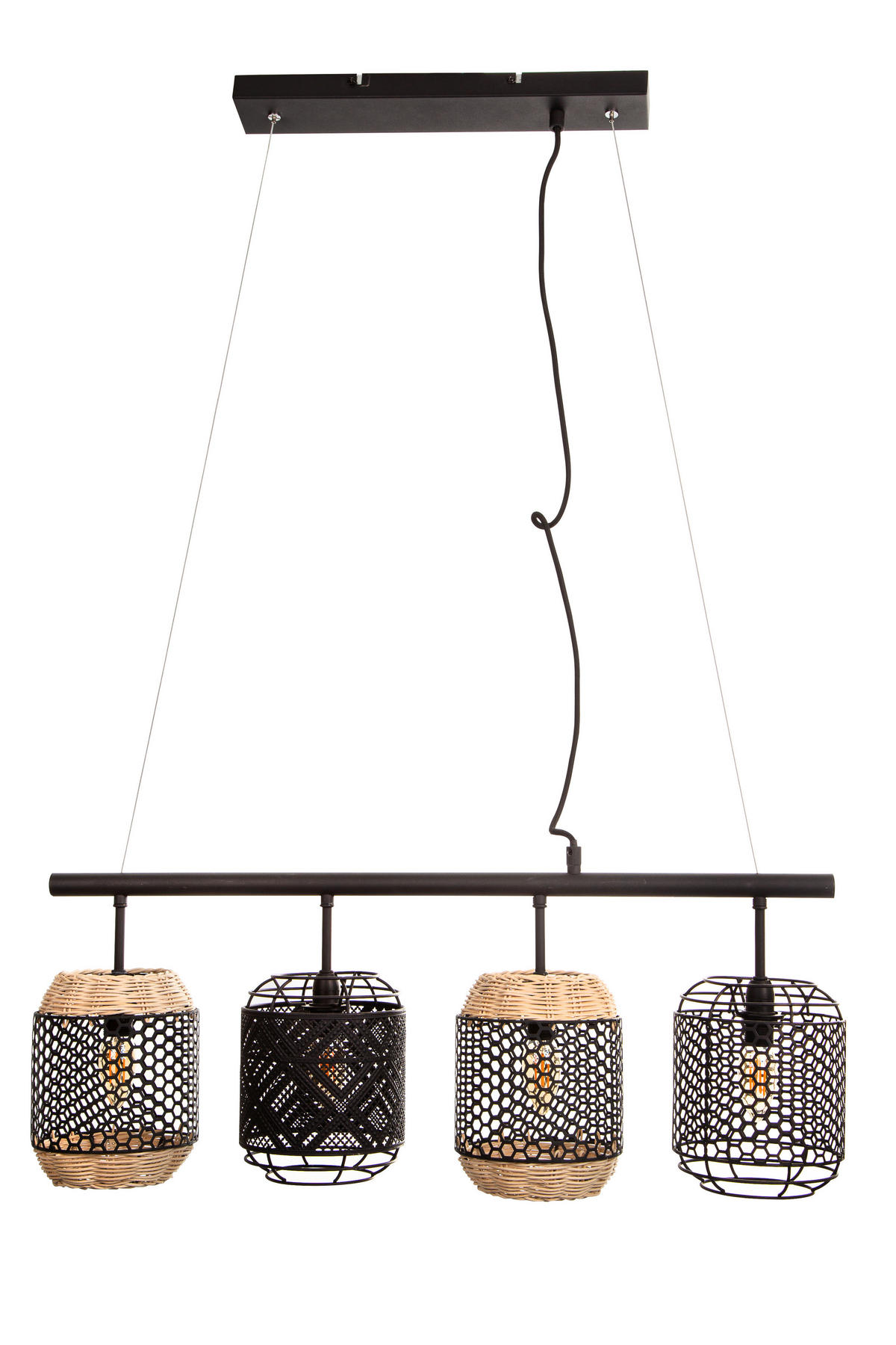 HÄNGELEUCHTE 74/15/150 cm  - Schwarz, Design, Metall (74/15/150cm) - Globo