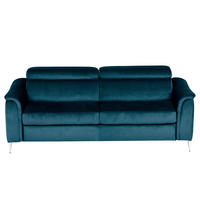 SCHLAFSOFA Samt Dunkelblau  - Chromfarben/Dunkelblau, Design, Textil/Metall (203/77-98/103cm) - MID.YOU