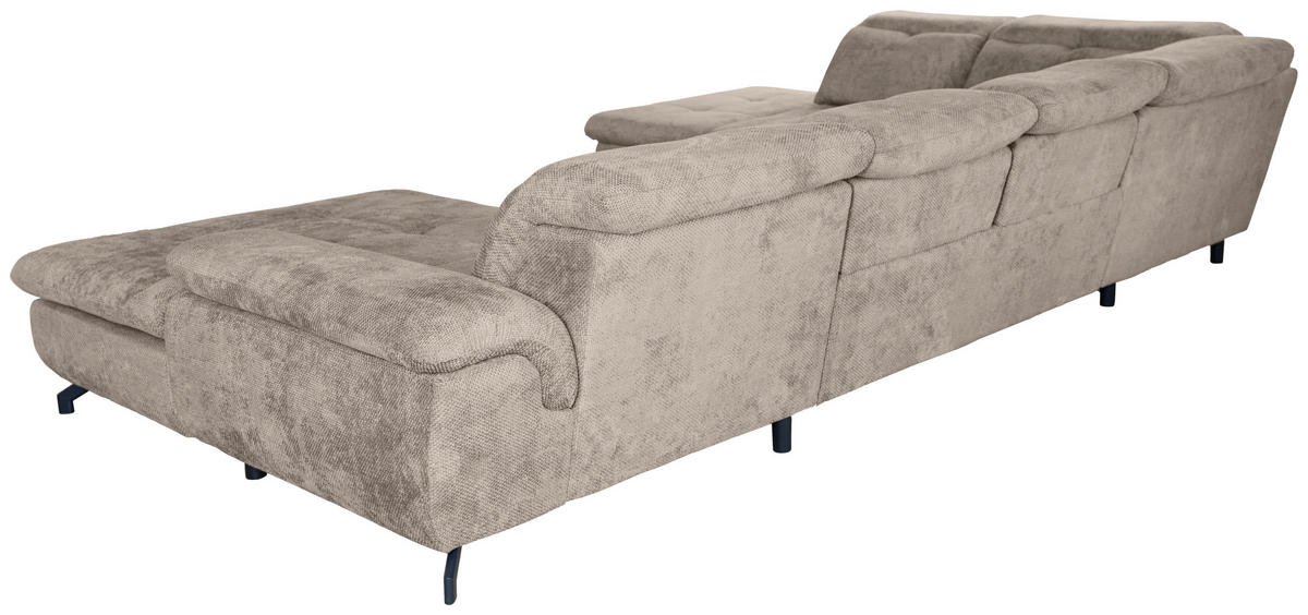 WOHNLANDSCHAFT Beige Struktur  - Beige/Schwarz, KONVENTIONELL, Textil/Metall (253/357/188cm) - Carryhome