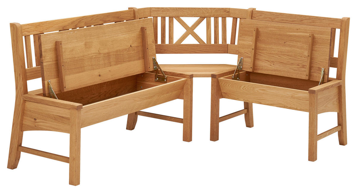 ECKBANKGRUPPE in Holz, Textil Dunkelbraun, Wildeiche  - Wildeiche/Dunkelbraun, Romantik / Landhaus, Holz/Textil (179/137cm) - Venda
