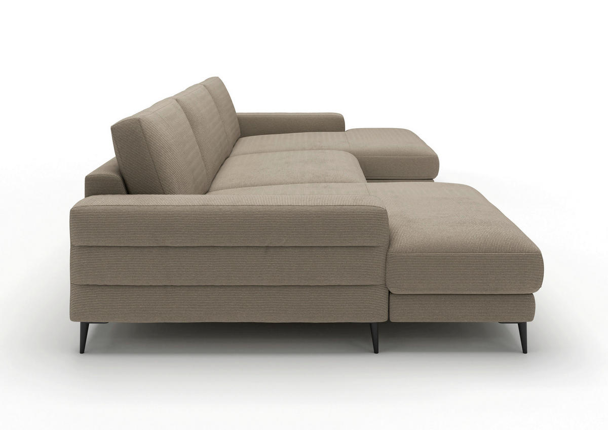 WOHNLANDSCHAFT Badia Base Sandfarben Feincord  - Sandfarben/Schwarz, Design, Textil/Metall (177/376/177cm) - Dieter Knoll