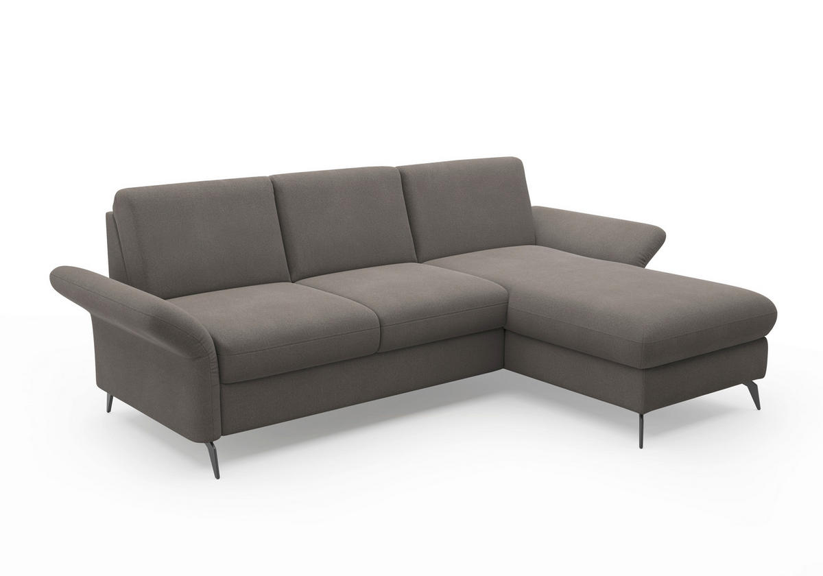 ECKSOFA in Flachgewebe Graphitfarben  251/164 cm  - Schwarz/Graphitfarben, KONVENTIONELL, Textil/Metall (251/164cm) - Sit & More