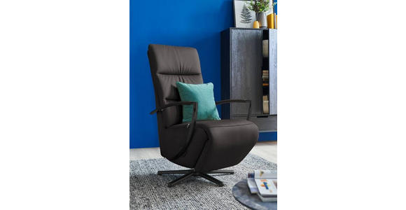 RELAXSESSEL in Leder Mokka  - Schwarz/Mokka, Design, Leder/Metall (64/112/80cm) - Cantus