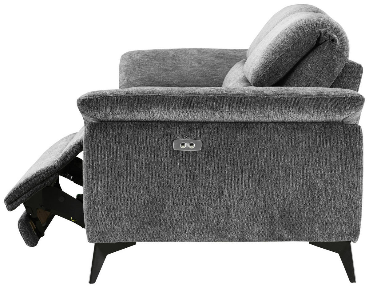 2-SITZER-SOFA in Mikrofaser Dunkelgrau  - Dunkelgrau/Schwarz, Design, Textil/Metall (222cm) - Livetastic