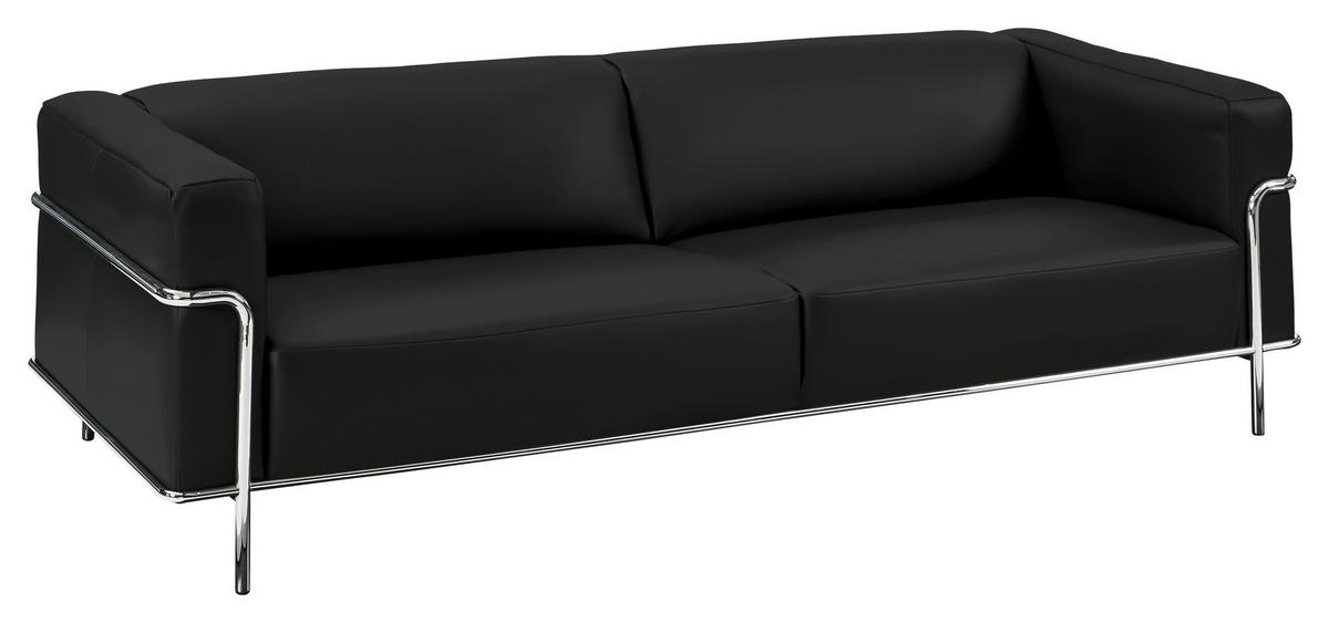 3-SITZER-SOFA in Echtleder Dunkelgrau, Fango  - Chromfarben/Fango, Design, Leder/Metall (236/67/96cm) - Johann Jakob