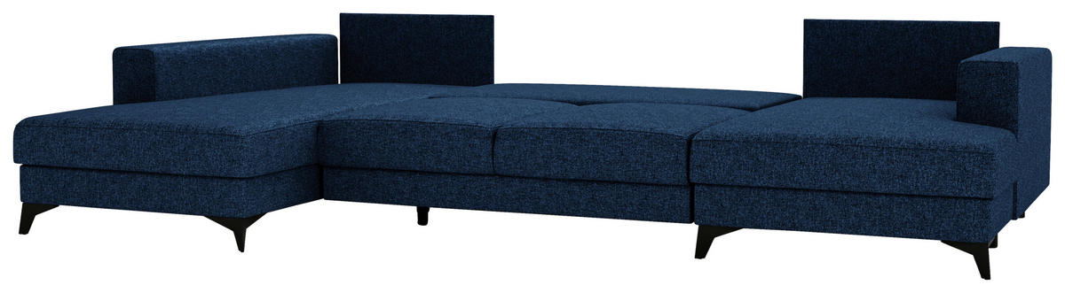 WOHNLANDSCHAFT Blau Flachgewebe  - Blau/Schwarz, Design, Textil/Metall (190/339/156cm) - Livetastic