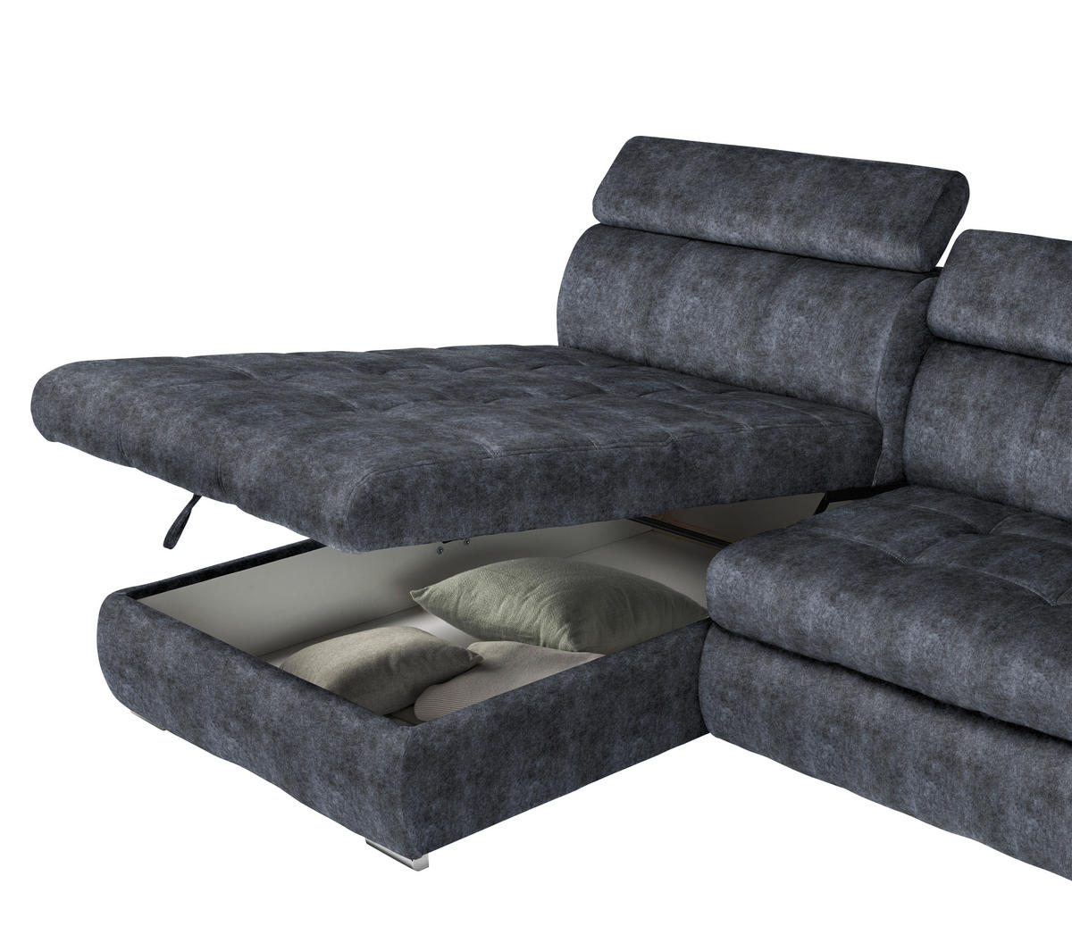 ECKSOFA in Velours Grau  - Chromfarben/Grau, Design, Kunststoff/Textil (173/276cm) - Stylife