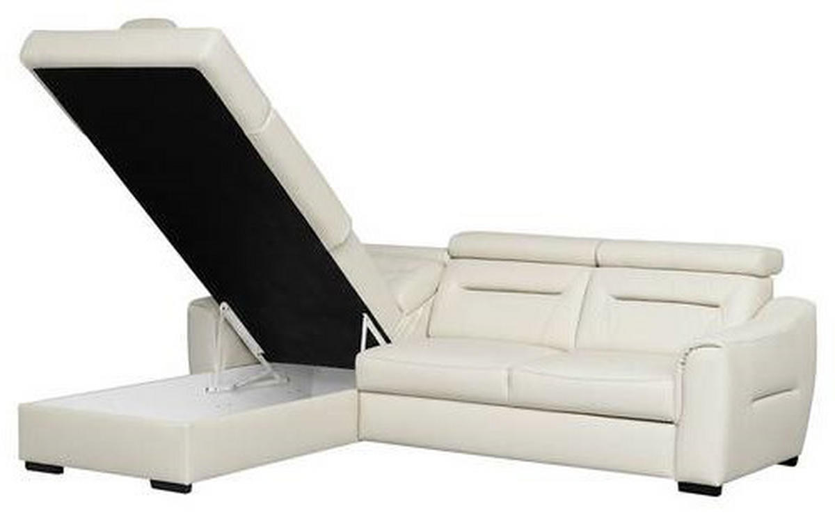 ECKSOFA Lederlook Echtleder Creme  - Wengefarben/Creme, Design, Leder/Holz (212/260cm) - Celina Home