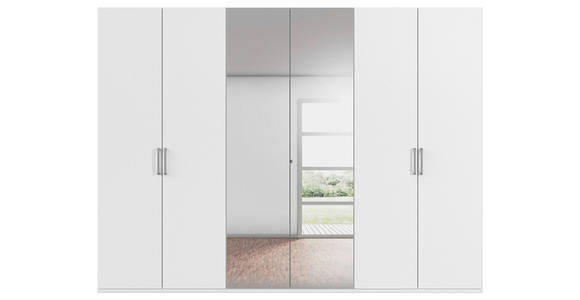 DREHTÜRENSCHRANK 301/235/61 cm,  in Weiß, 6-türig  - Chromfarben/Edelstahlfarben, Basics, Glas/Holzwerkstoff (301/235/61cm) - Novel