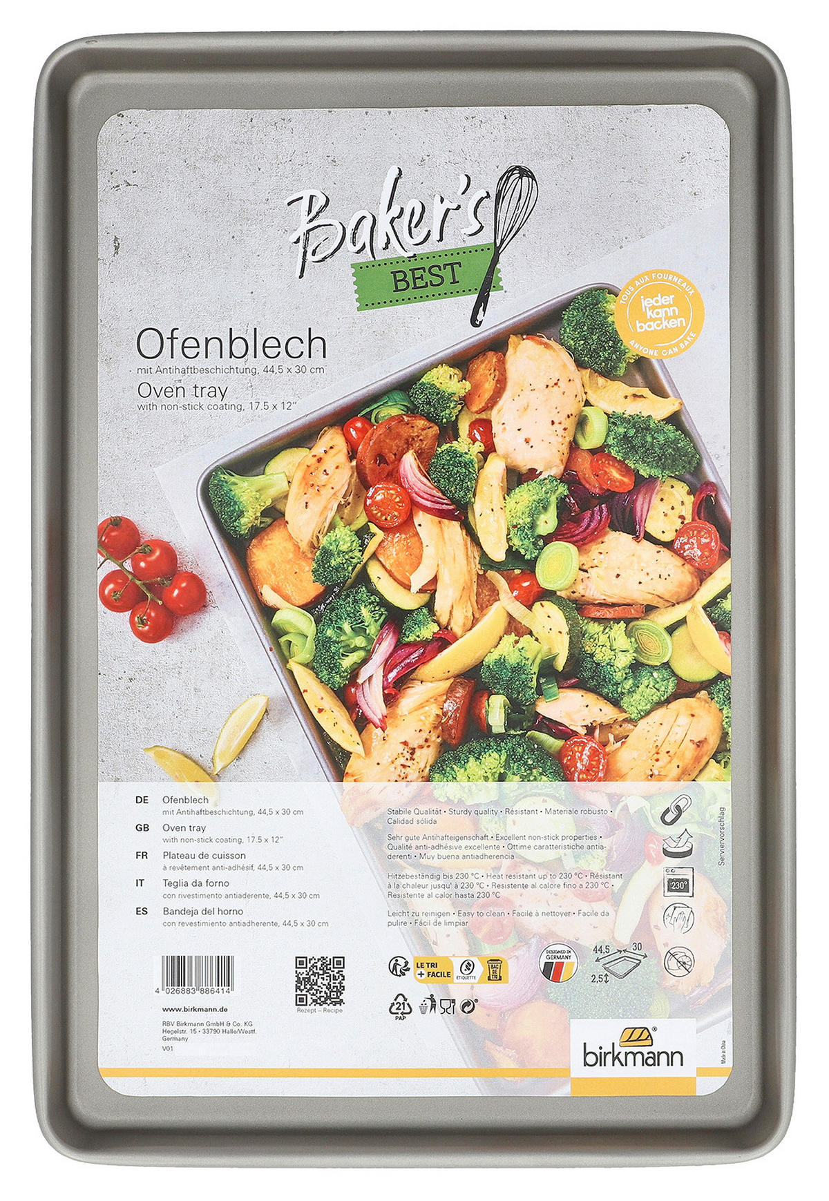 BAKPLÅT - grå, Basics, metall (30/44,5/2,5cm) - Birkmann