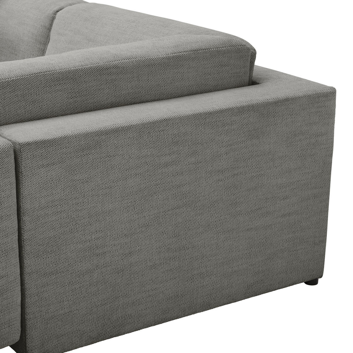 WOHNLANDSCHAFT in Flachgewebe Grau  - Buchefarben/Schwarz, Konventionell, Holz/Kunststoff (283/371/208cm) - Livetastic