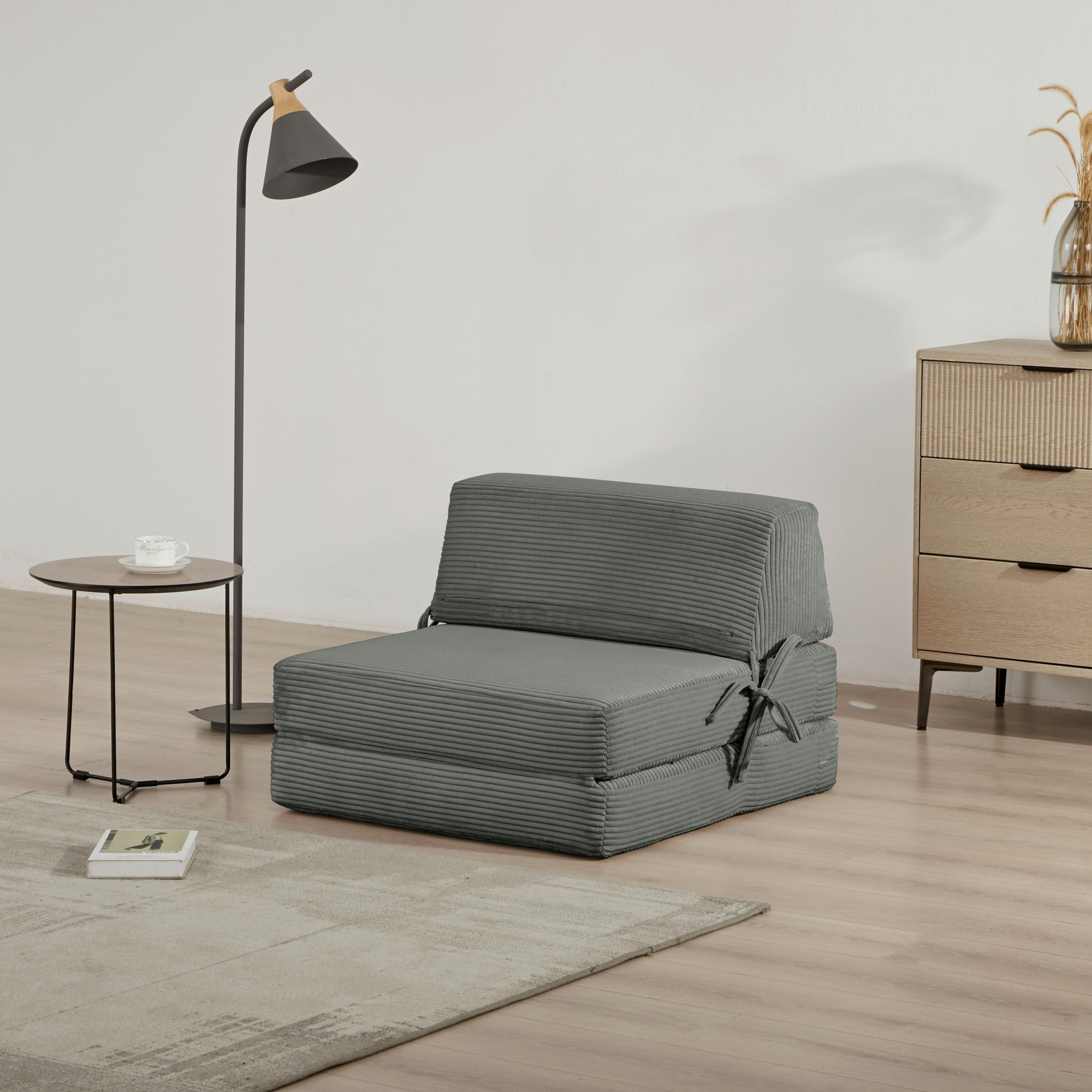 SCHLAFSESSEL in Cord Dunkelgrau  - Dunkelgrau, Design, Textil/Metall (75/58/80cm) - Livetastic