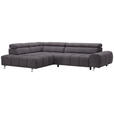 ECKSOFA in Webstoff Anthrazit  - Anthrazit/Silberfarben, Design, Textil/Metall (201/295cm) - Hom`in