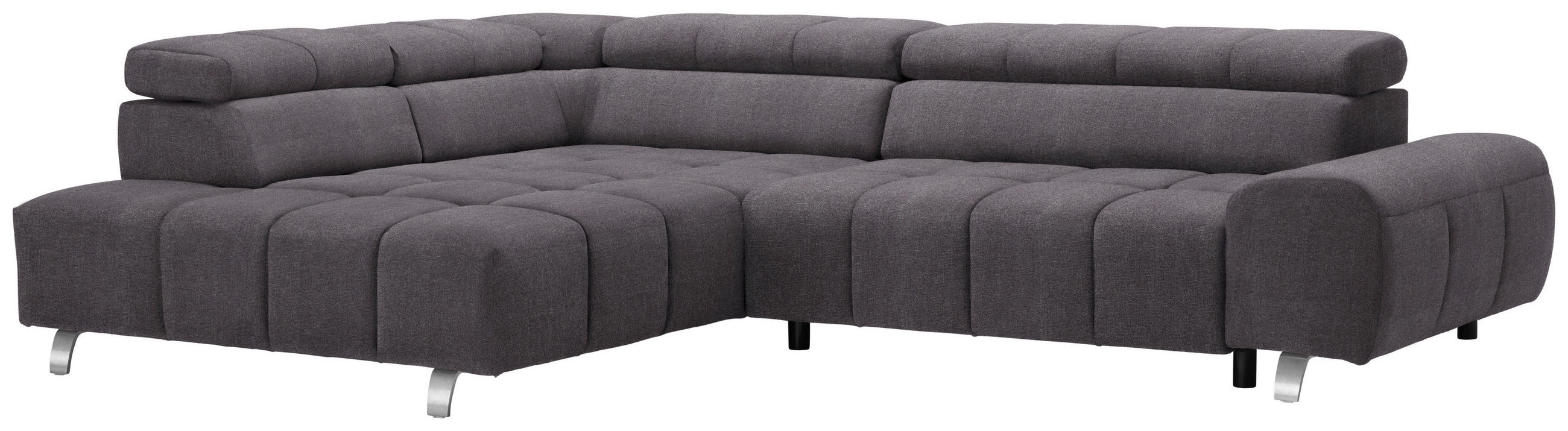 ECKSOFA Anthrazit Webstoff  - Anthrazit/Silberfarben, Design, Textil/Metall (201/295cm) - Hom`in