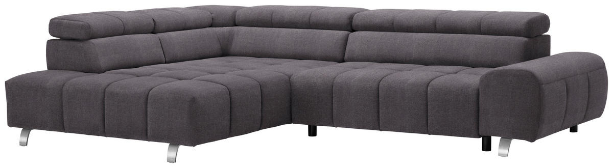 ECKSOFA Anthrazit Webstoff  - Anthrazit/Silberfarben, Design, Textil/Metall (201/295cm) - Hom`in