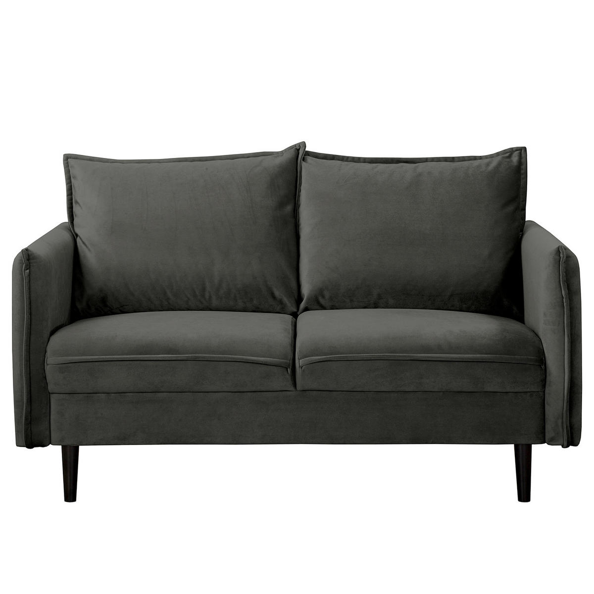 2-SITZER-SOFA JULI Samt Dunkelgrau  - Dunkelgrau/Schwarz, Design, Holz/Textil (138/86/100cm) - P & B