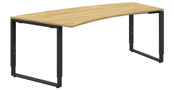 SCHREIBTISCH 200/80-100/68-82 cm in Anthrazit, Hickory - Anthrazit/Hickory, Design, Holzwerkstoff/Metall (200/80-100/68-82cm) - Moderano