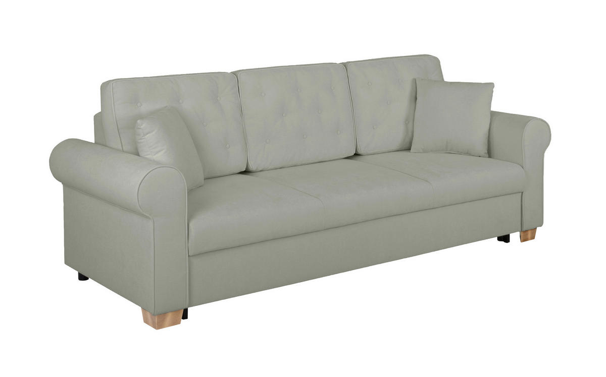 SCHLAFSOFA in Chenille Grau  - Buchefarben/Grau, Design, Holz/Textil (240/94/98cm) - MID.YOU