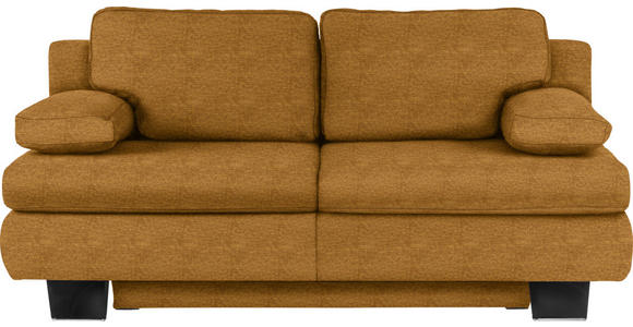 SCHLAFSOFA Macy Flachgewebe Braun, Goldfarben Rückenkissen, Armlehnenkissen  - Wengefarben/Goldfarben, KONVENTIONELL, Holz/Textil (203/94/100cm) - Novel