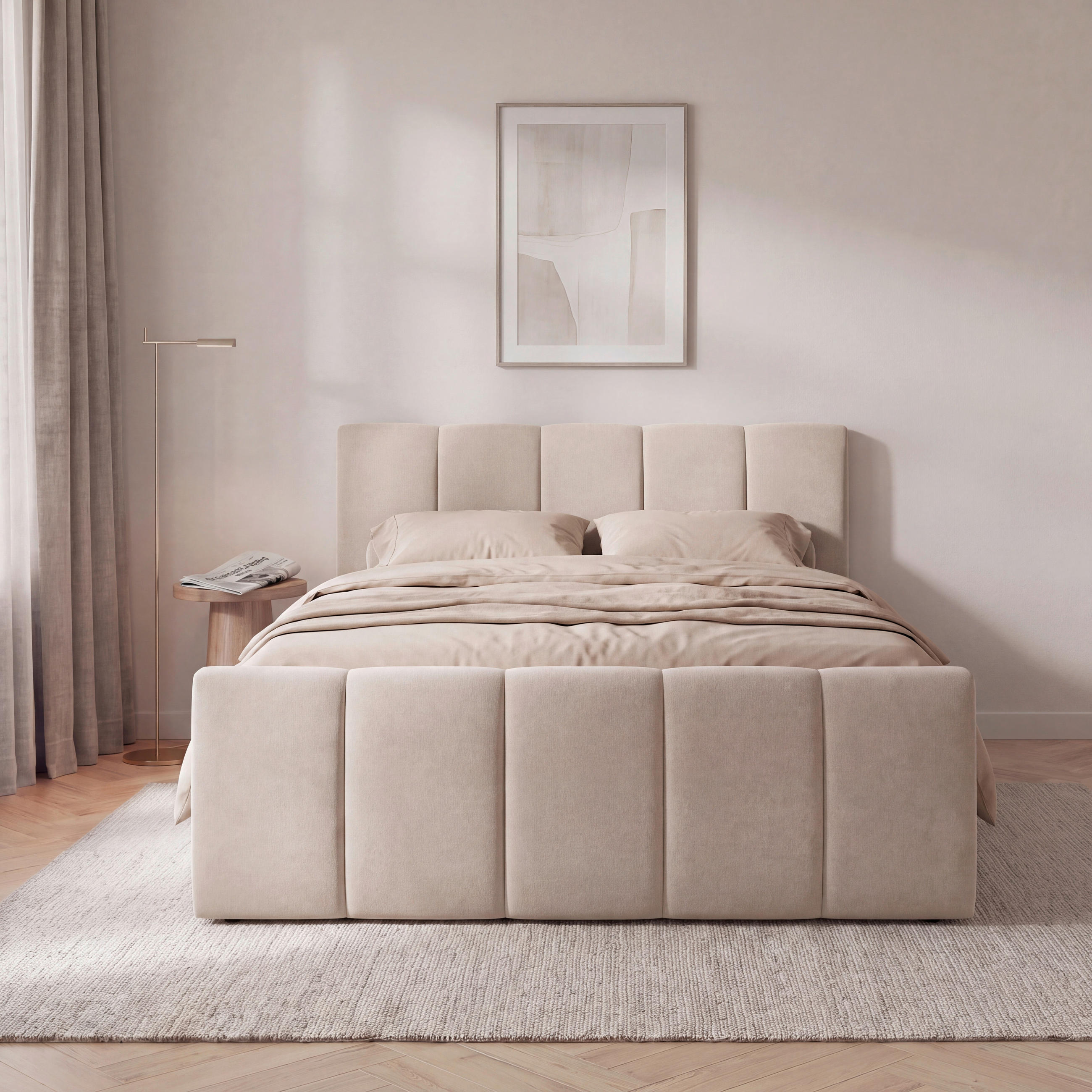 BOXSPRINGBETT 160/200 cm  in Greige  - Greige/Schwarz, Basics, Kunststoff/Textil (160/200cm) - Boxxx