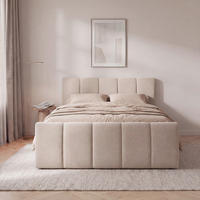 BOXSPRINGBETT 140/200 cm,  in Greige, Topper, Bettkasten, gepolstertes Kopfteil, H2 + H2 = mittel  - Greige/Schwarz, Basics, Kunststoff/Textil (140/200cm) - Boxxx