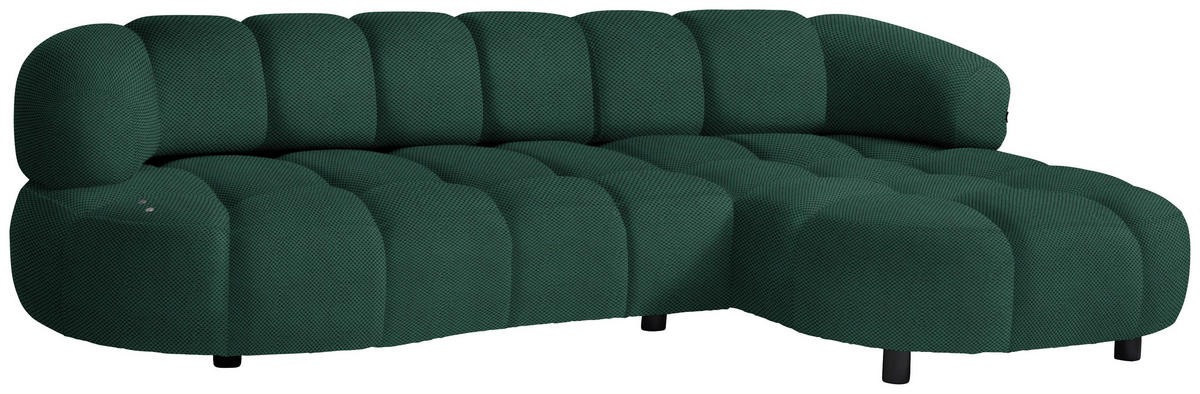 ECKSOFA in Webstoff Waldgrün  284/183 cm  - Waldgrün/Schwarz, Design, Holz/Textil (284/183cm) - Welnova