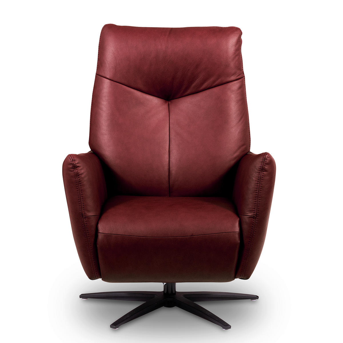 RELAXSESSEL Leder Kirschrot  - Schwarz/Kirschrot, Design, Leder/Metall (76/107/88cm) - Livetastic