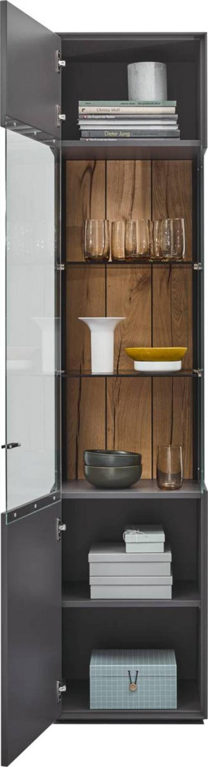 VITRINE in Graphitfarben  - Graphitfarben, Design, Glas/Holzwerkstoff (46,9/205,5/37,1cm) - Dieter Knoll