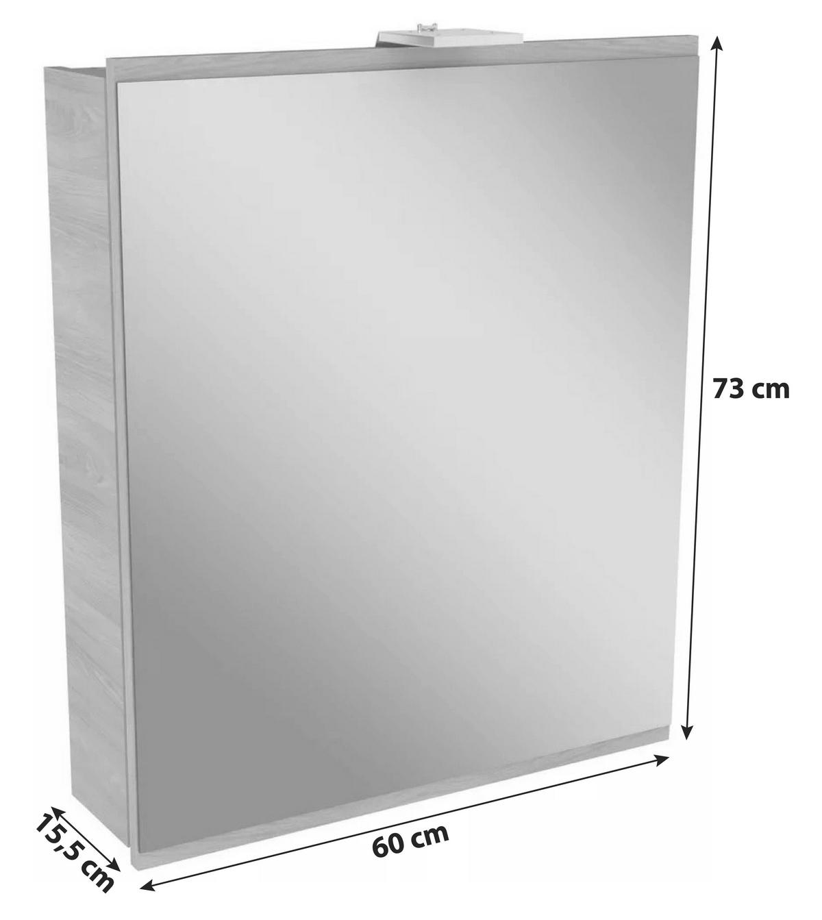 SPIEGELSCHRANK 60/73/15,5 cm  - Eschefarben, MODERN, Glas/Holzwerkstoff (60/73/15,5cm) - MID.YOU