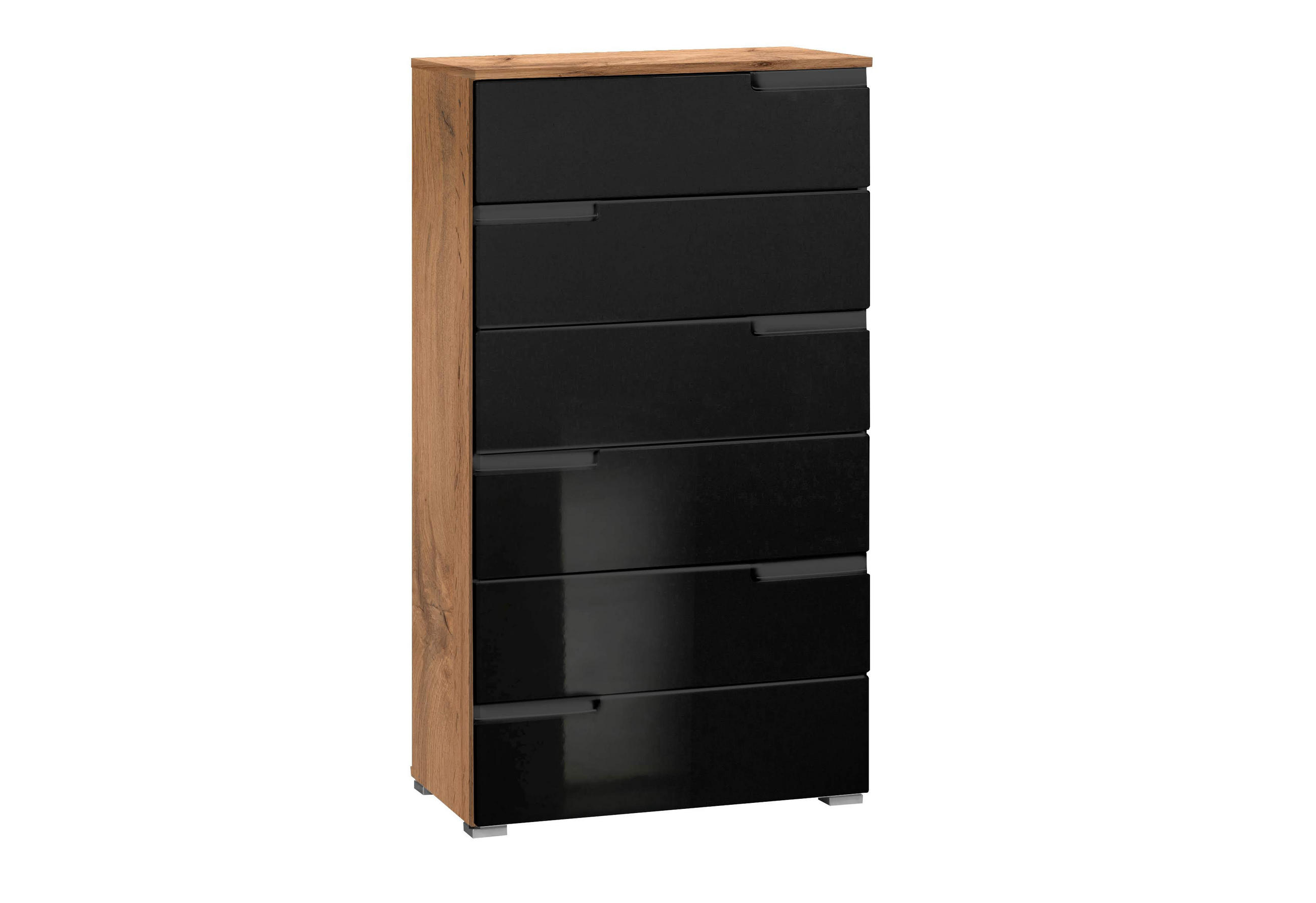 KOMODA 65/119/40 cm crna, boja hrasta - siva/boja hrasta, Moderno, pločasti materijal/plastika (65/119/40cm)