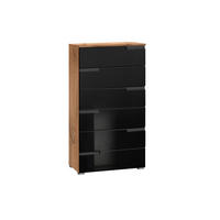 KOMODA, črna, barve hrasta  - črna/siva, Moderno, umetna masa/leseni material (65/119/40cm) - MID.YOU