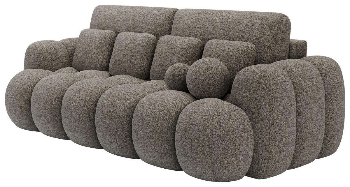 SCHLAFSOFA Bouclé Braun  - Schwarz/Braun, Design, Kunststoff/Textil (256/105/119cm) - MID.YOU