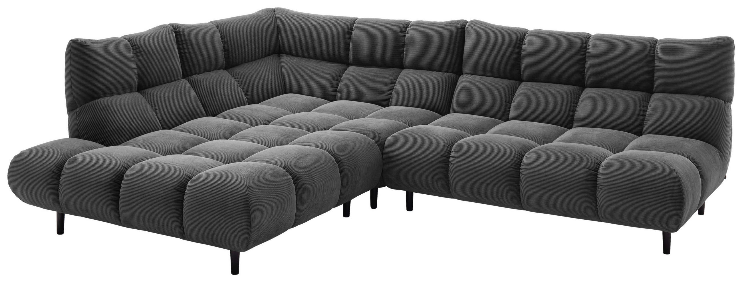 ECKSOFA Ottomane links, Eckteil  Anthrazit Feincord  - Anthrazit/Schwarz, Design, Holz/Textil (215/288cm) - Pure Home Lifestyle