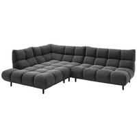 ECKSOFA Ottomane links, Eckteil  Anthrazit Feincord  - Anthrazit/Schwarz, Design, Holz/Textil (215/288cm) - Pure Home Lifestyle
