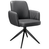 STOL MED ARMSTÖD järn äkta läder pigmenterad  - svart/antracit, Design, metall/läder (59/85/62cm) - Niels Andersson