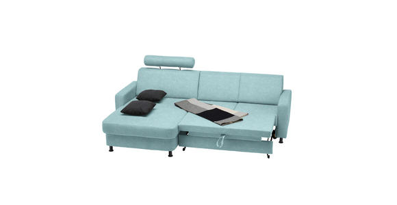 ECKSOFA in Webstoff Türkis  165/257 cm  - Türkis/Schwarz, Design, Kunststoff/Textil (165/257cm) - Xora