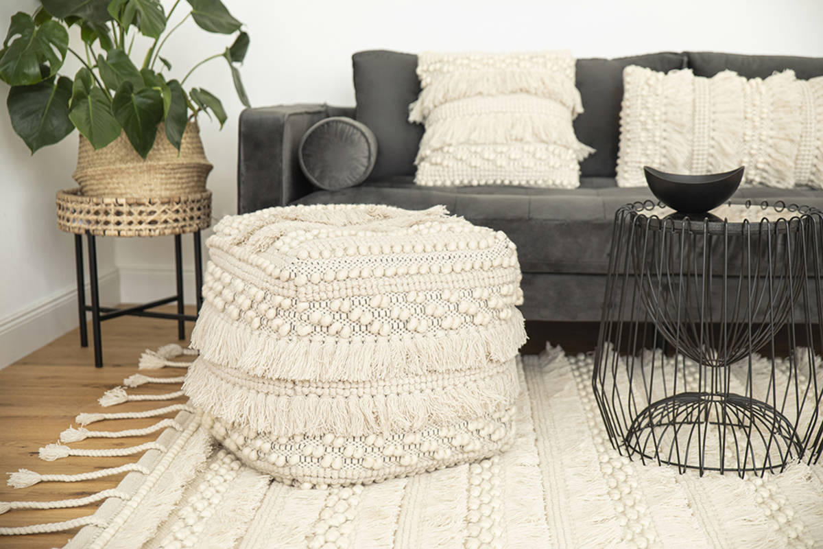 POUF in Creme Textil  - Creme, Trend, Textil (50/45/50cm) - Kayoom