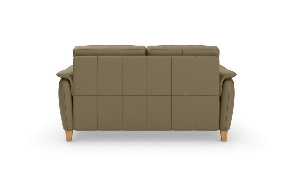 TROJMIESTNA POHOVKA, olivovozelená, pravá koža - olivovozelená/farba duba, Basics, koža/drevo (179/89/89cm) - Sit & More