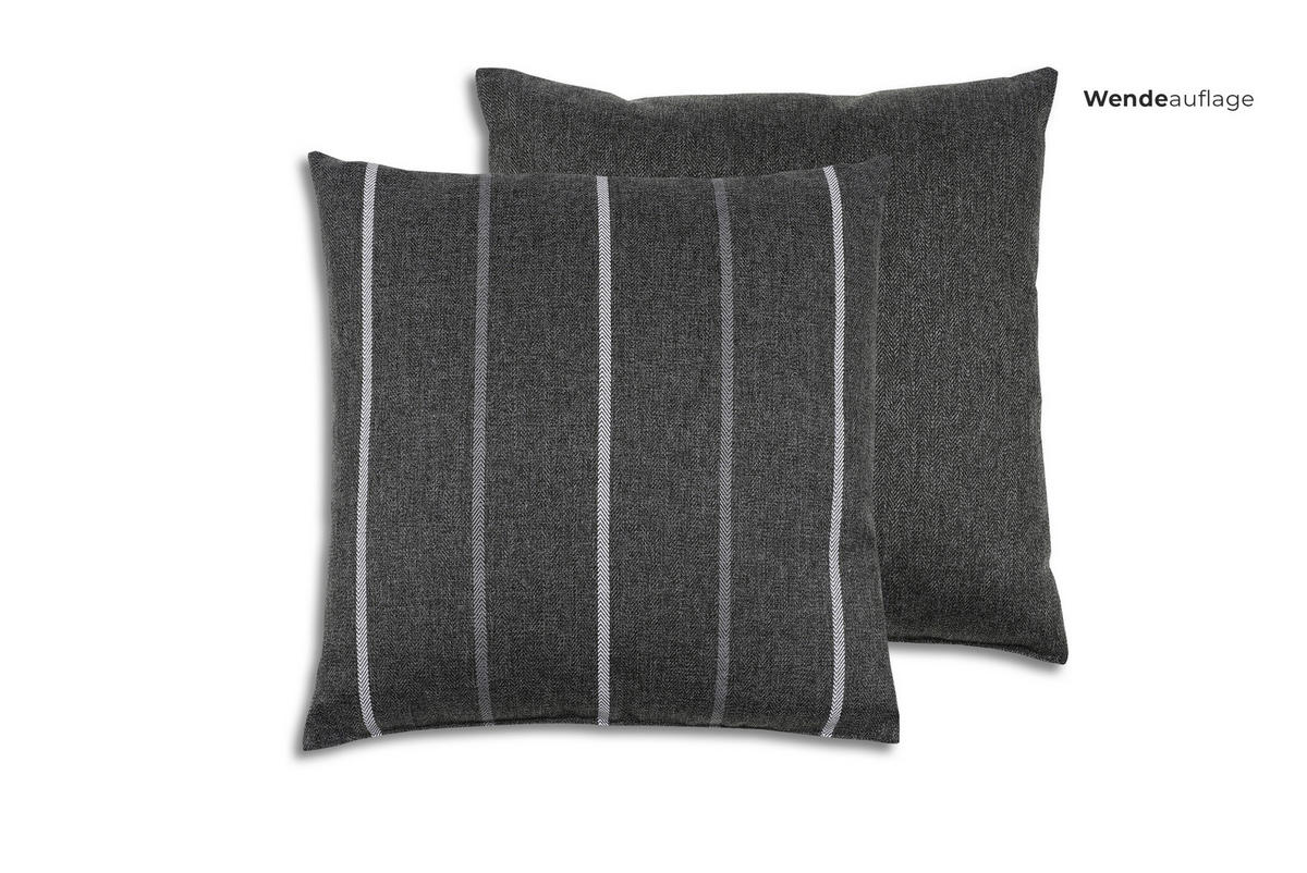 GARTENSITZKISSENSET in Anthrazit Streifen 48/48 cm  - Anthrazit, Basics, Textil (48/48cm)