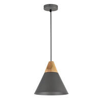 PENDELLEUCHTE Pendant 22/13.7 cm   - Schwarz/Grau, Trend, Holz/Metall (22/13.7cm) - MAYTONI