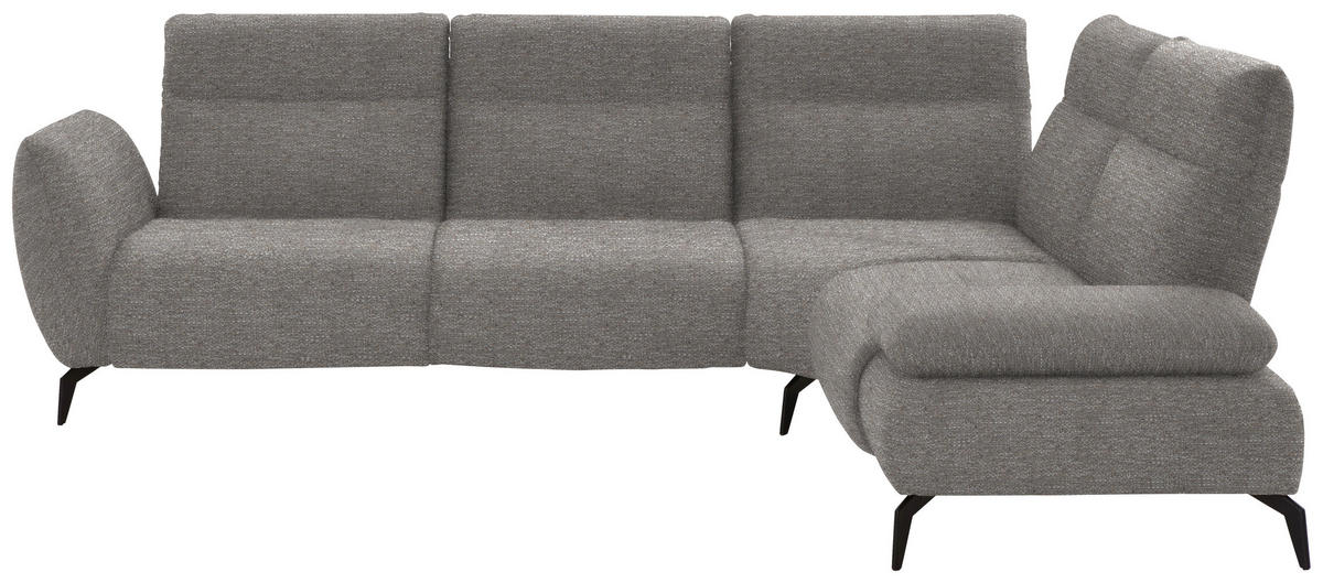 ECKSOFA in Webstoff Hellgrau  - Hellgrau/Schwarz, Design, Textil/Metall (290/223cm) - Moderano