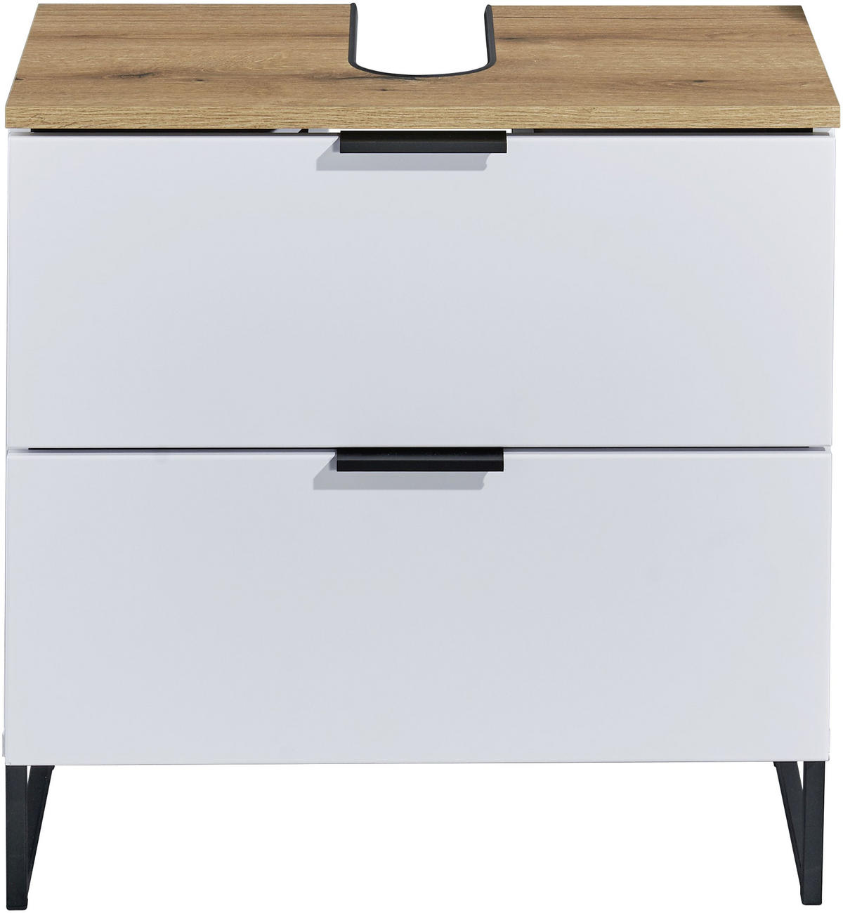 WASCHBECKENUNTERSCHRANK 60/60/35 cm  - Eichefarben/Schwarz, KONVENTIONELL, Holzwerkstoff/Metall (60/60/35cm) - home24