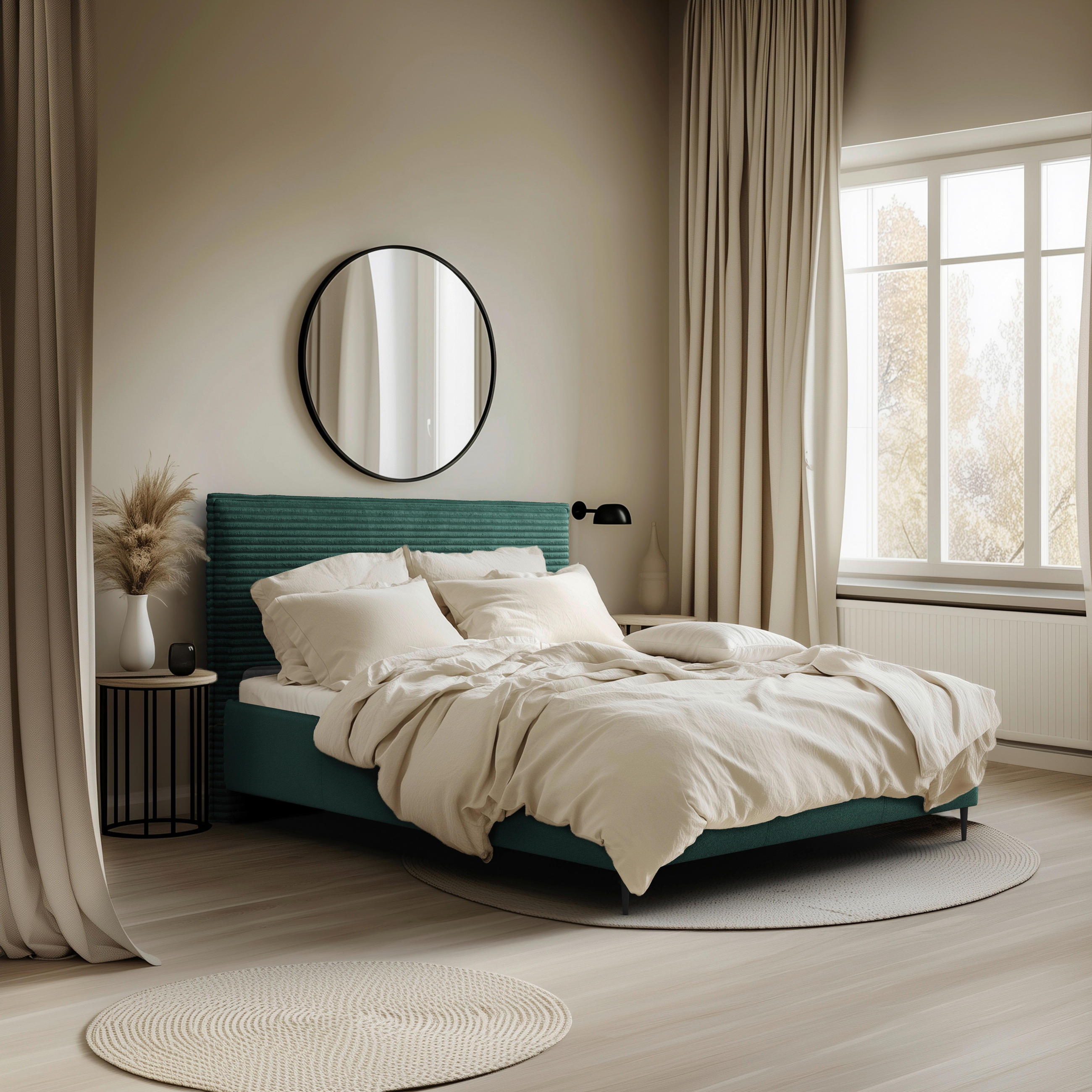 MID.YOU ČALOUNĚNÁ POSTEL, 180/200 cm, tmavě zelená