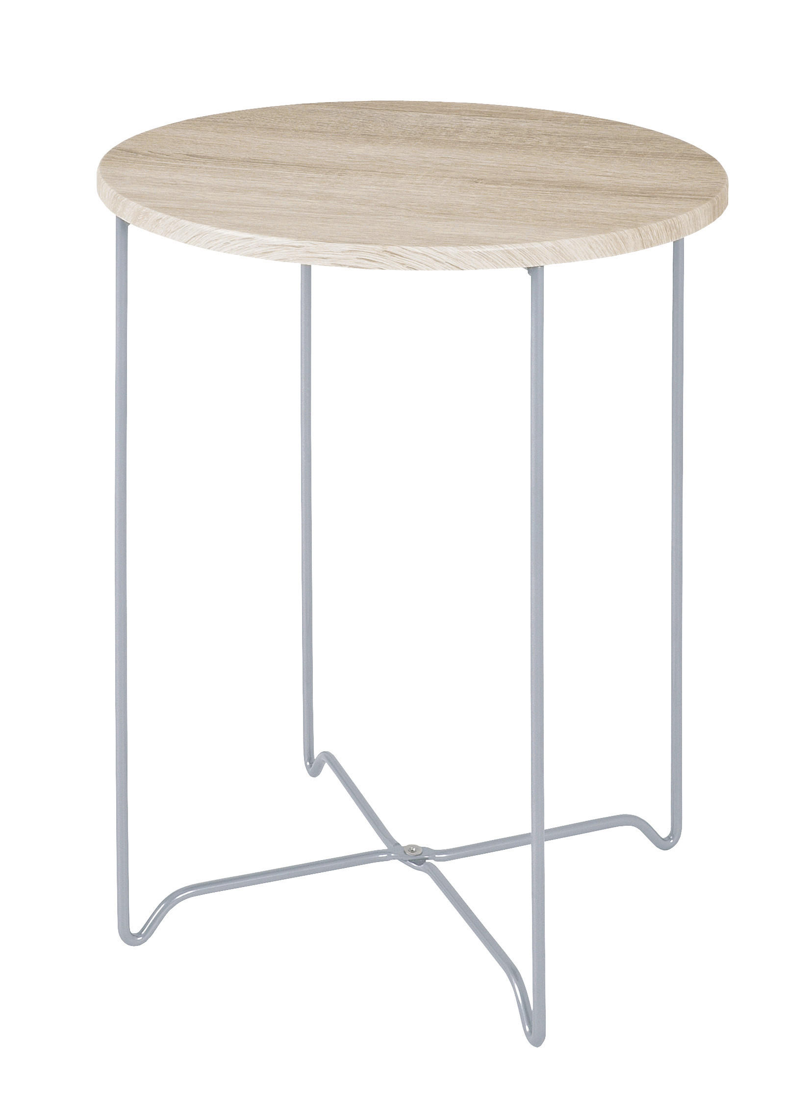 BEISTELLTISCH 40/40/52 cm Eichefarben, Alufarben rund  - Eichefarben/Alufarben, MODERN, Holzwerkstoff/Metall (40/40/52cm)