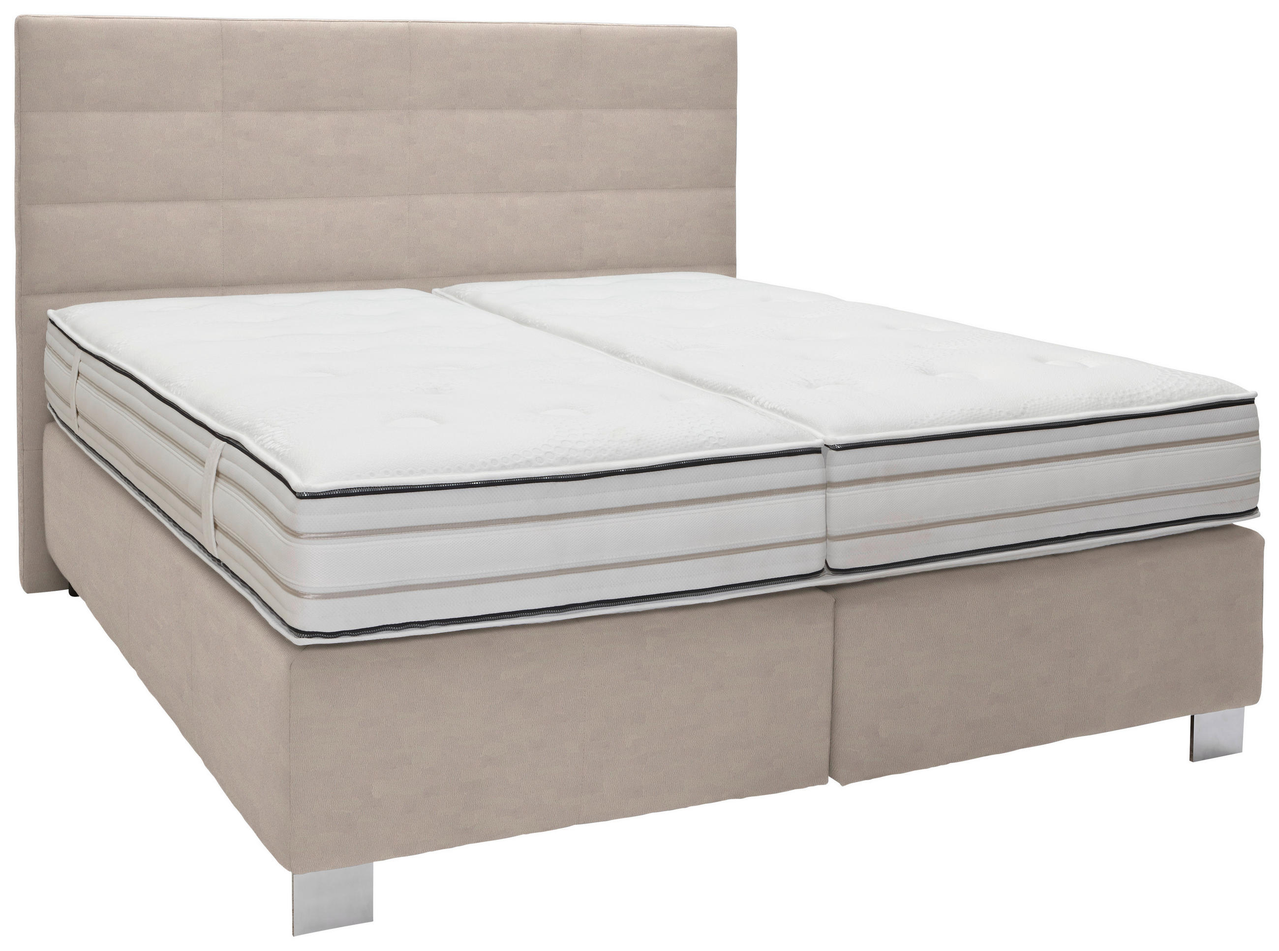 BOXSPRINGBETT 180/200 cm  in Beige  - Beige/Alufarben, Konventionell, Holzwerkstoff/Textil (180/200cm) - Dieter Knoll