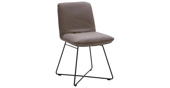 STUHL in Metall, Leder Anthrazit, Taupe - Taupe/Anthrazit, KONVENTIONELL, Leder/Metall (52/90/65cm) - Valnatura