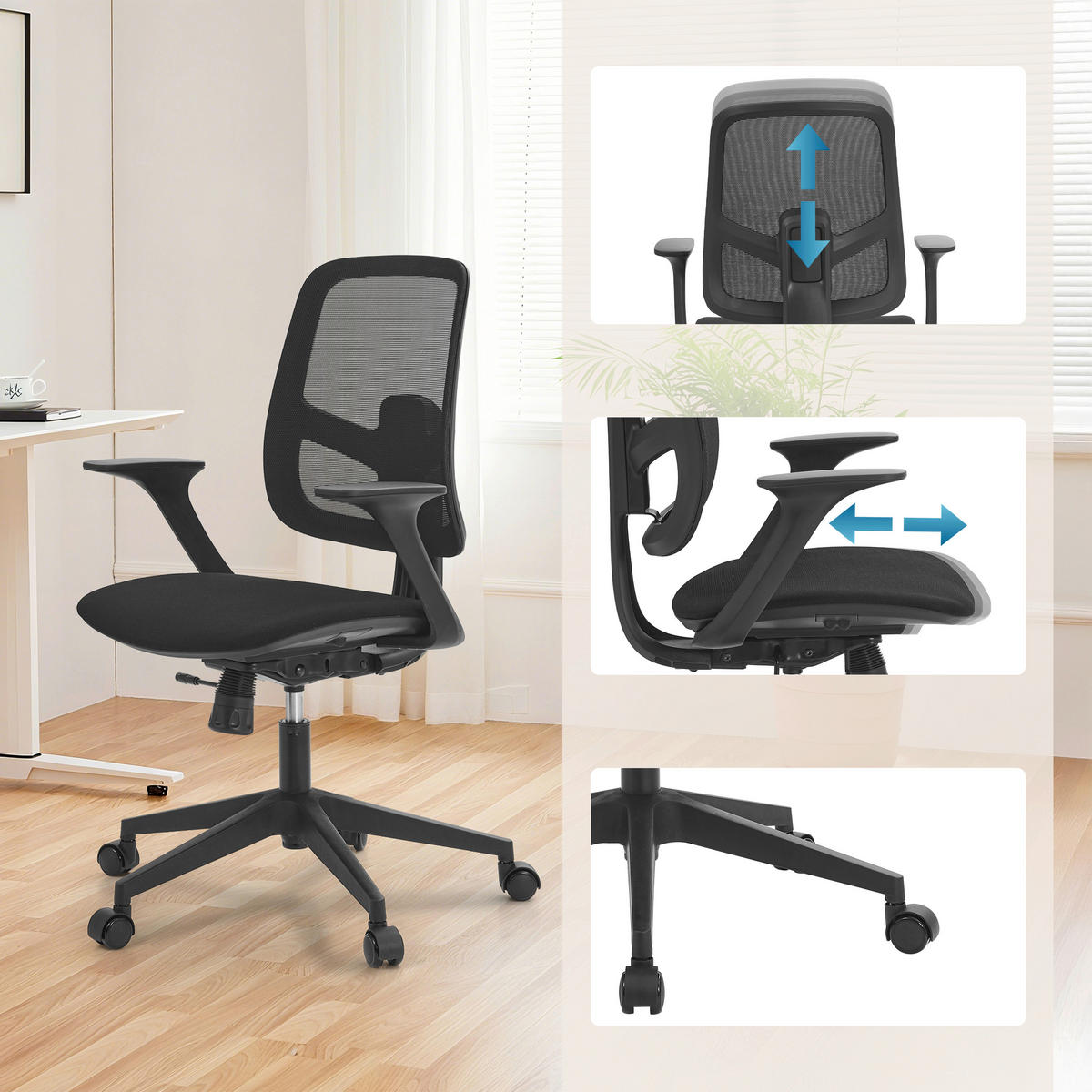 DREHSTUHL  in Flachgewebe Schwarz  - Schwarz, MODERN, Kunststoff/Textil (68/114/63cm) - MID.YOU